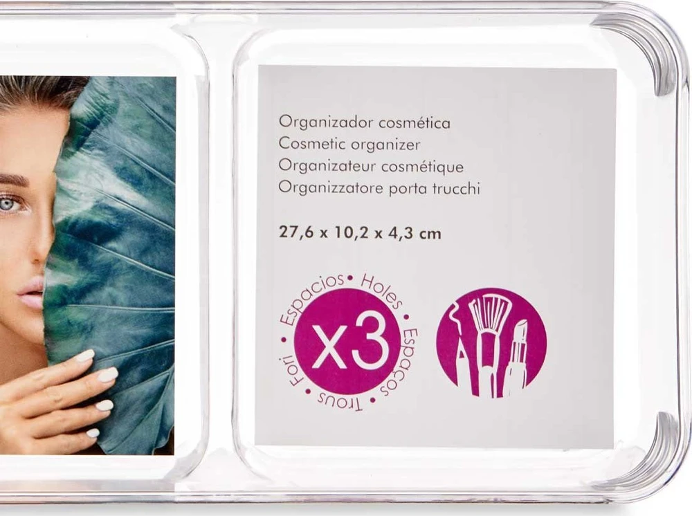 Berilo šepetėlių ir kosmetikos organizatorius SMART, 27,6 x 10,2 x 4,3 cm