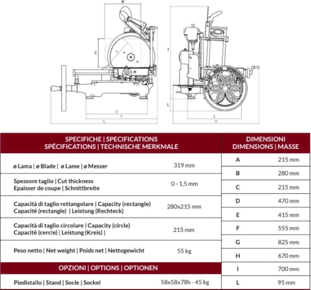 Berkel Volano B114 techninių duomenų brėžinys