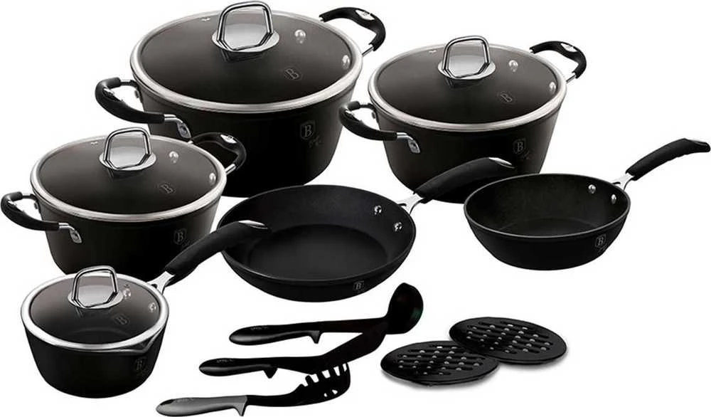 Berlinger Haus PUODŲ RINKINYS 15 vnt BERLINGER HAUS Juodas PROFESSIONAL LINE BH-6129