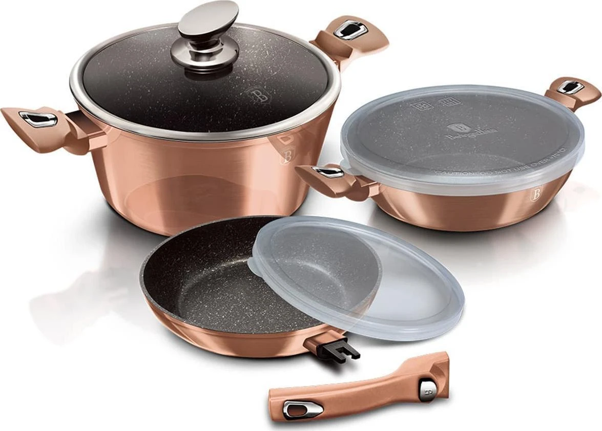 Berlinger Haus Puodų ir keptuvės komplektas, 6 dalių, Berlingerhaus Rose Gold Edition | BH-7051