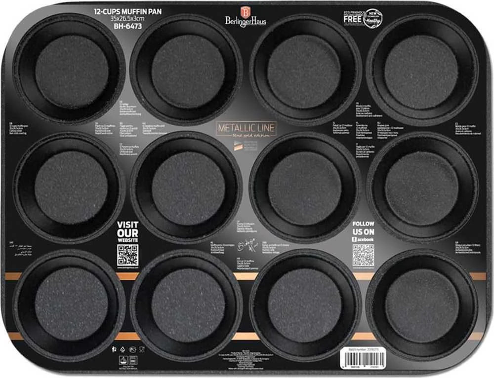 MIFFINŲ KEPIMO FORMA x12 BERLINGER HAUS METALLIC ROSE GOLD BH-6473