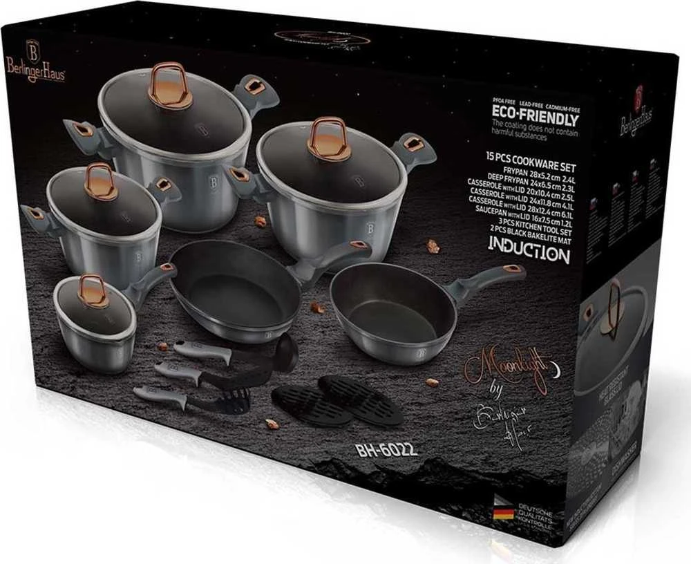 Berlinger Haus GRANITE PUODŲ RINKINYS BERLINGER HAUS BH-6022 MOONLIGHT
