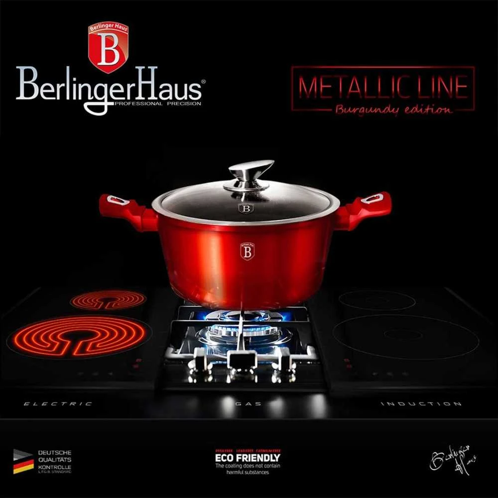 Berlinger Haus Puodų ir keptuvių komplektas, 13 dalių, Berlingerhaus Burgundy Metallic Line | BH/7030