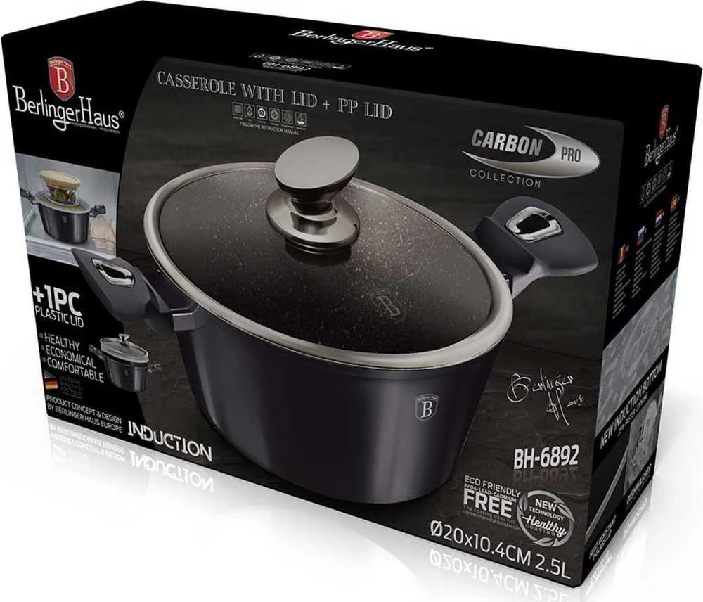 Puodas su dangčiu BERLINGER HAUS CARBON PRO, Ø20 cm, 2,5 l