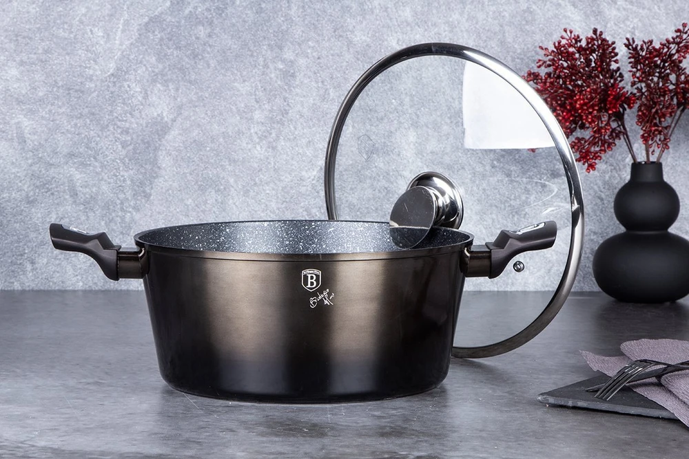 Berlinger Haus granitinis puodas bh-6606, shiny juodas, 28 cm