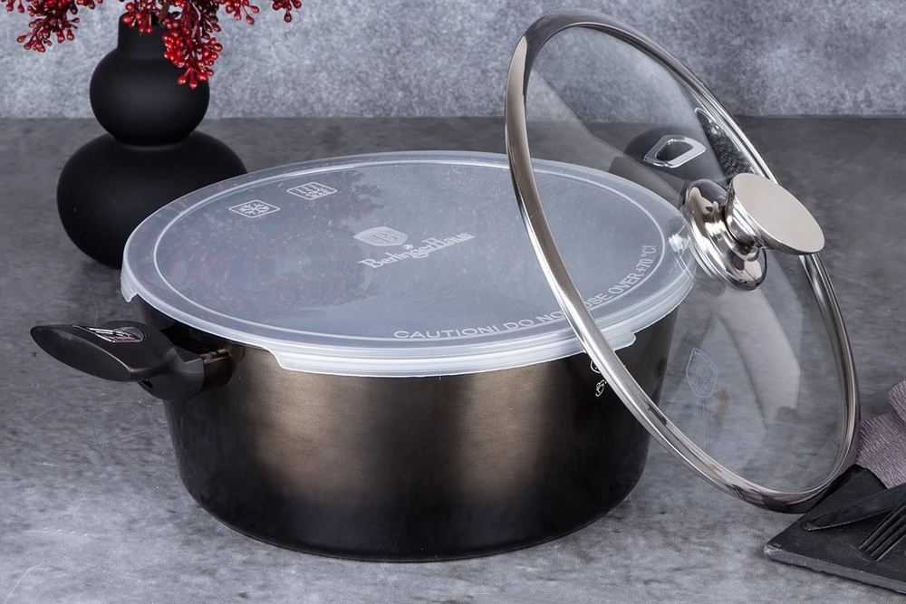 Berlinger Haus granitinis puodas bh-6606, shiny juodas, 28 cm