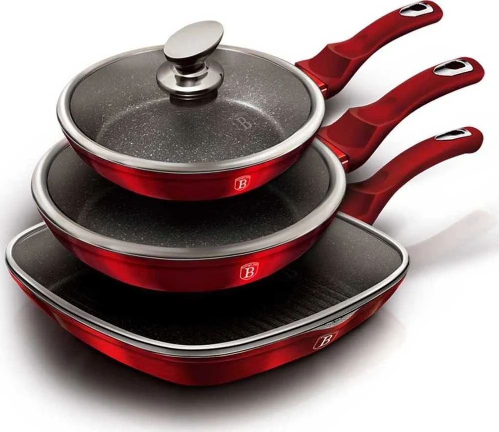 Berlinger Haus keptuvė Metallic Line Burgundy Edition 20 24 28cm rinkinys