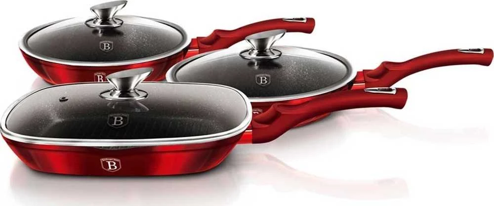 Berlinger Haus keptuvė Metallic Line Burgundy Edition 20 24 28cm rinkinys