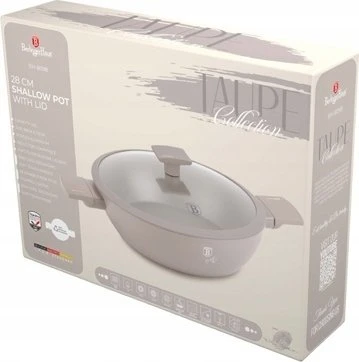 Berlinger Haus PLOKŠČIAS TITANINIS PUODAS SU DANGIU 30cm BERLINGER HAUS BH-8099 TAUPE