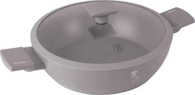 Berlinger Haus PLOKŠČIAS TITANINIS PUODAS SU DANGIU 30cm BERLINGER HAUS BH-8099 TAUPE