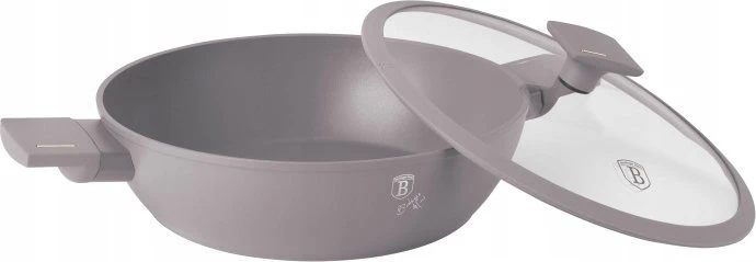 Berlinger Haus PLOKŠČIAS TITANINIS PUODAS SU DANGIU 30cm BERLINGER HAUS BH-8099 TAUPE