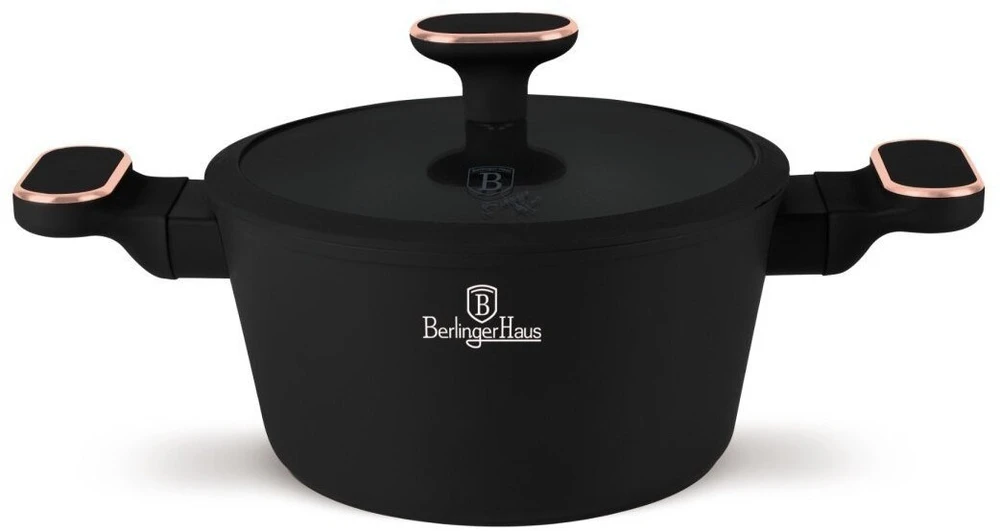 Berlinger Haus Puodas titano su pokrywą 20cm Juodas Rose (BH-8357)