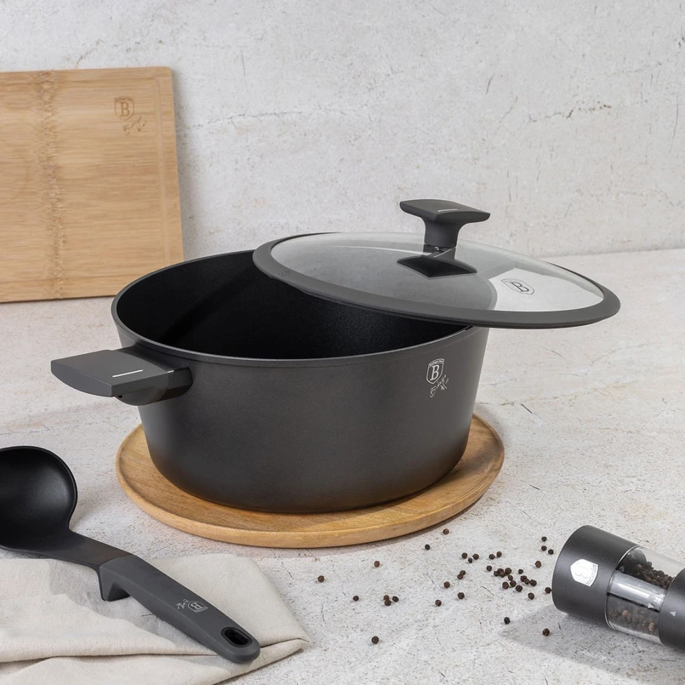 Titano puodas su dangčiu 28 cm, Berlinger Haus, antracitas