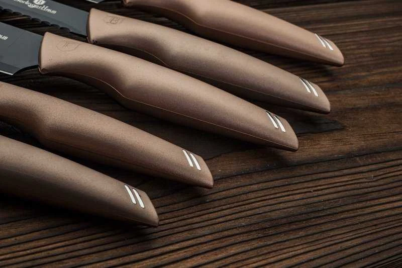 Rinkinys NOŻY Z LISTWĄ MAGNETYCZNĄ 6 ELEMENTÓW BERLINGER HAUS ROSE GOLD BH-2697