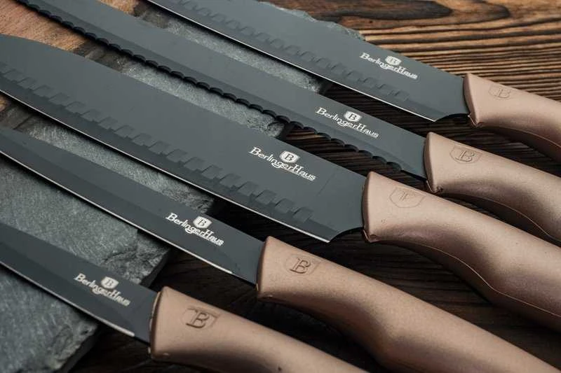 Rinkinys NOŻY Z LISTWĄ MAGNETYCZNĄ 6 ELEMENTÓW BERLINGER HAUS ROSE GOLD BH-2697