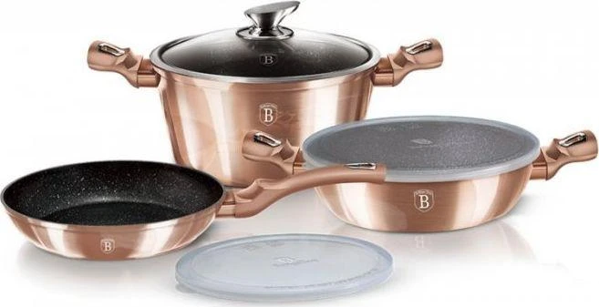 Berlinger Haus Puodų ir keptuvių komplektas, 6 dalių, Berlingerhaus Metallic Line Rose Gold | BH-7047