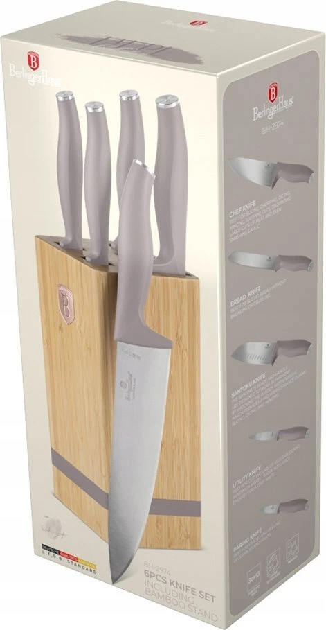 Berlinger Haus Rinkinys NOŻY BERLINGER HAUS BH-2974 TAUPE W BLOKU BAMBUSOWYM