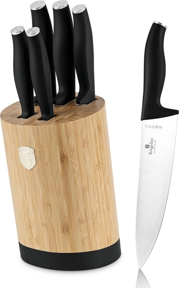Berlinger Haus Rinkinys NOŻY BERLINGER HAUS BH-2753 MATTE Juodas W BLOKU BAMBUSOWYM