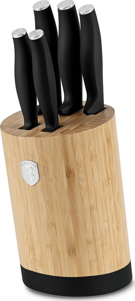 Berlinger Haus Rinkinys NOŻY BERLINGER HAUS BH-2753 MATTE Juodas W BLOKU BAMBUSOWYM