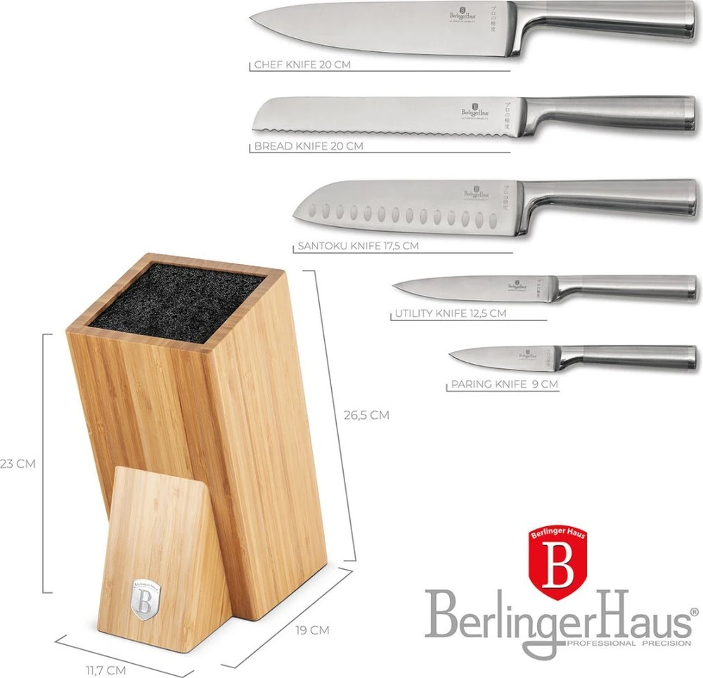 Berlinger Haus Rinkinys NOŻY BERLINGER HAUS BH-2805 W BLOKU BAMBUSOWYM