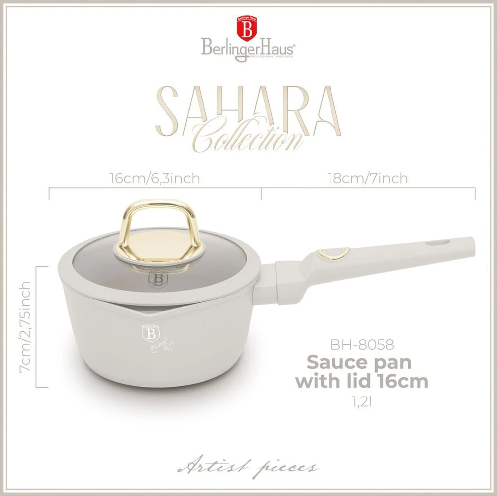 Puodas Berlinger Haus Sahara 16 cm 1,2L su dangteliu TitanPro BH-8058