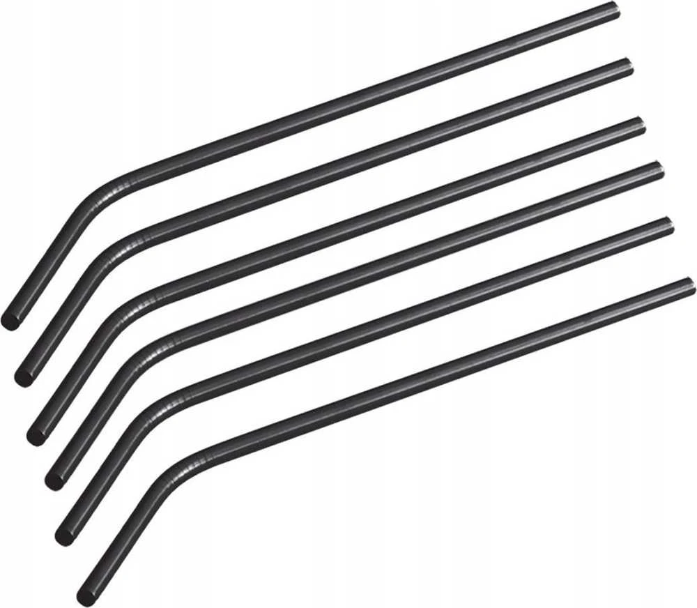 KOMPLET METALOWYCH SŁOMEK DO PICIA 6 ELEMENTÓW BERLINGER HAUS Juodas Sidabrinis BH-2984