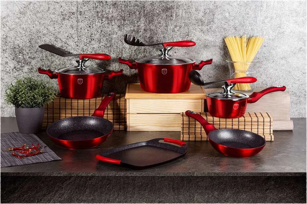 PUODŲ RINKINYS 16 vnt BERLINGER HAUS METALLIC LINE BURGUNDY BH-6781