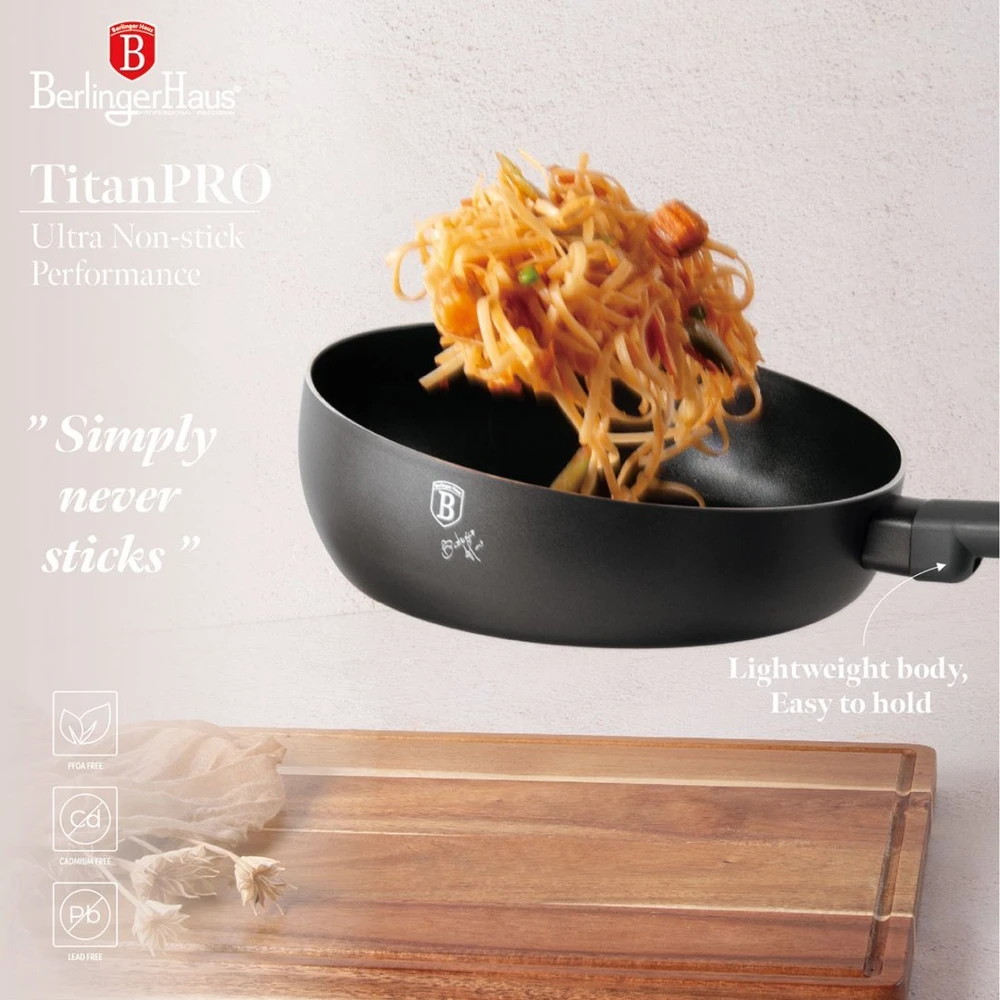 Keptuvė Berlinger Haus WOK PATELNIA FLIP TYTANOWA 26cm BH-8119 ANTRACIT