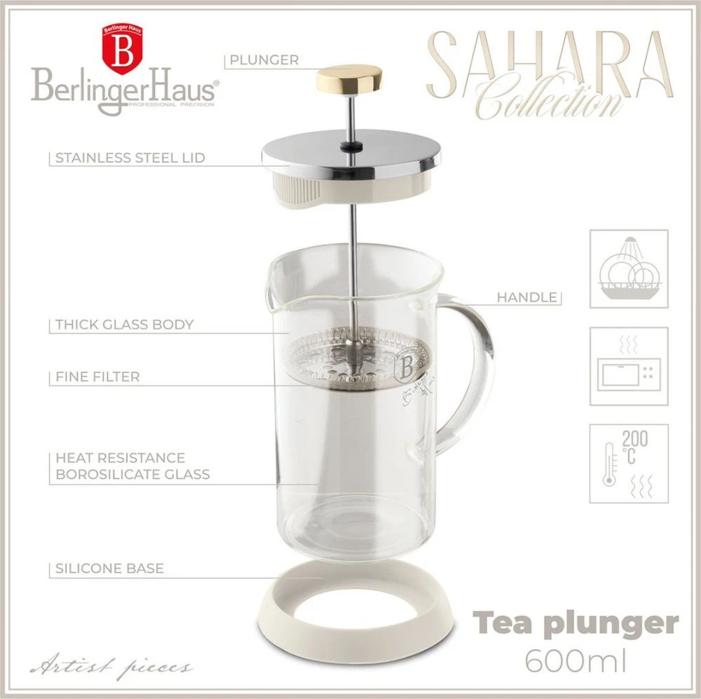 Berlinger Haus kavos ir arbatos presinis puodelis 600 ml SAHARA (BH-8586)