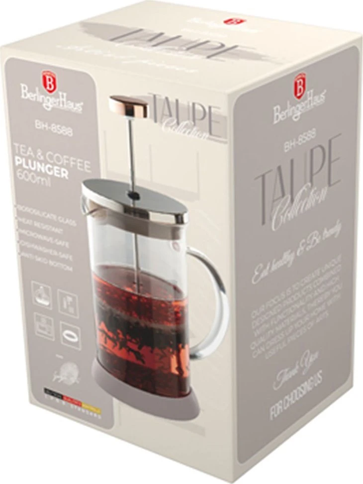 Berlinger Haus ZAPARZACZ TŁOKOWY DO KAWY HERBATY 600ml BH-8588 TAUPE