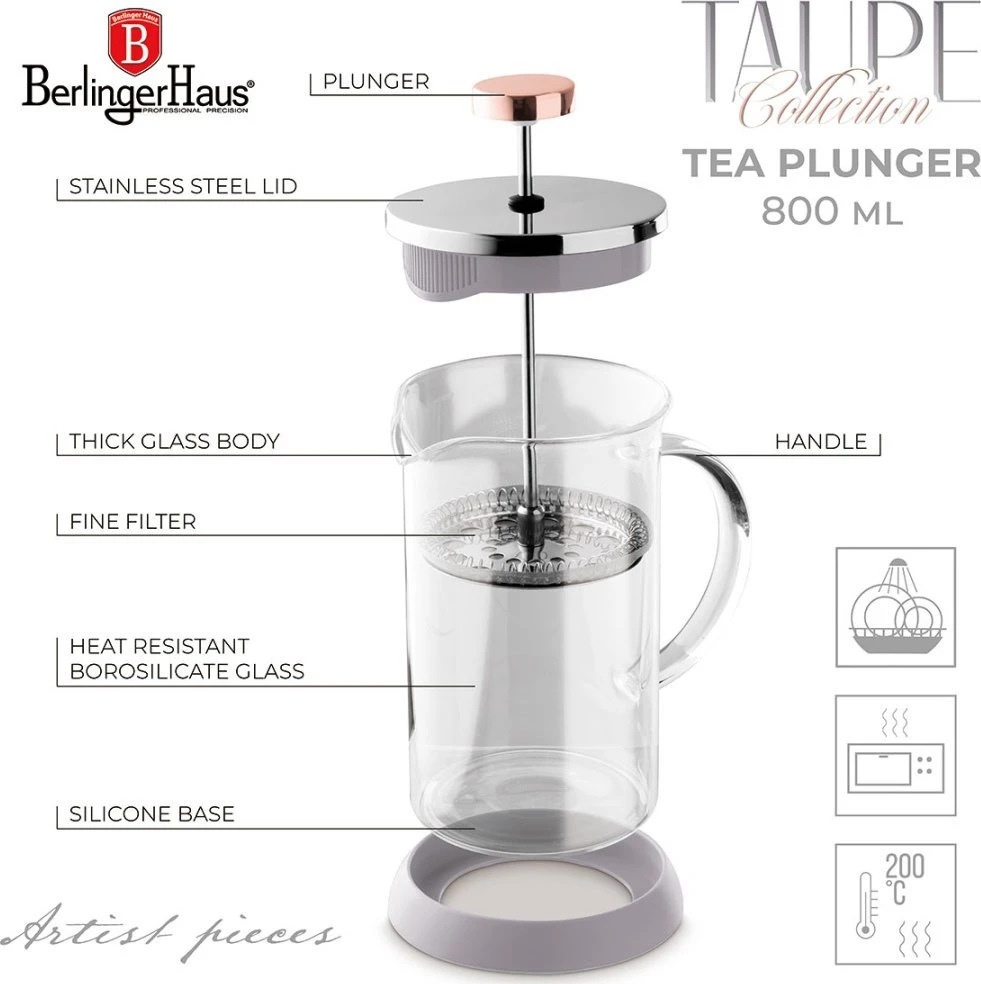 Berlinger Haus ZAPARZACZ TŁOKOWY DO KAWY HERBATY 800ml BH-8589 TAUPE
