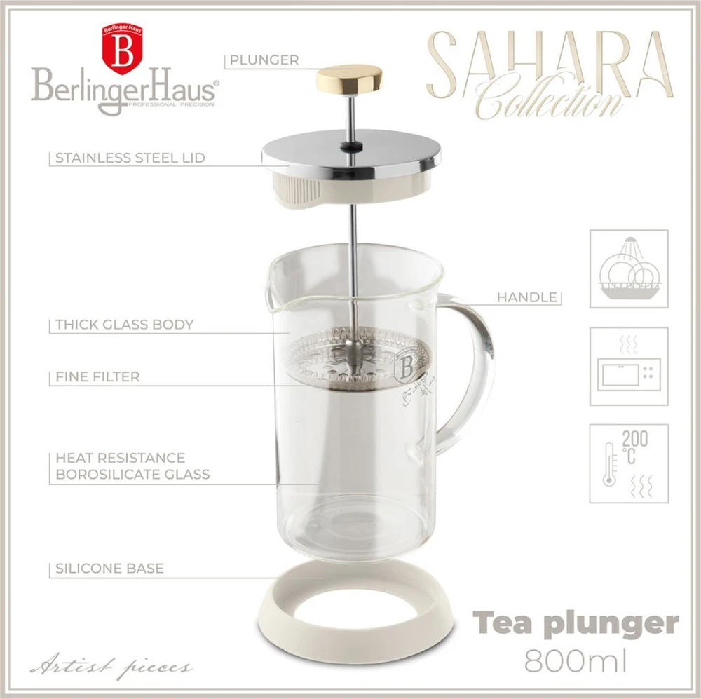 Berlinger Haus kavos ir arbatos presas su stūmokliu 800 ml SAHARA (BH-8587)