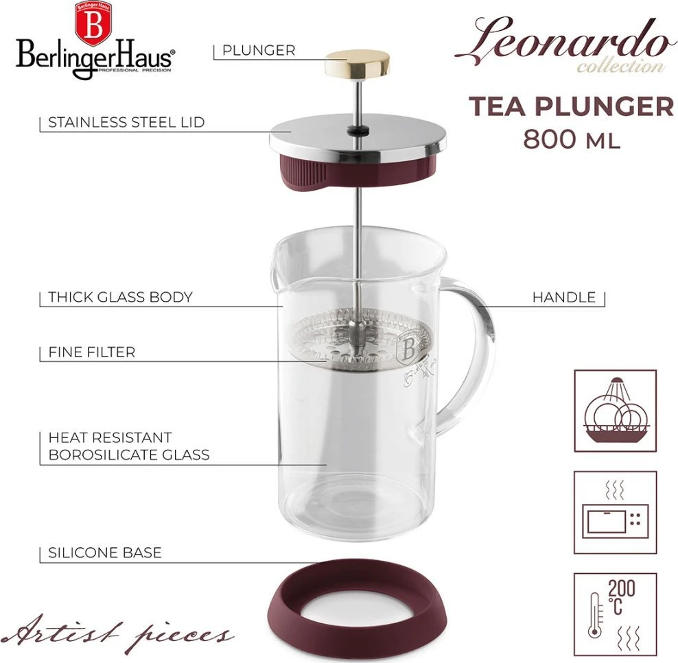 Berlinger Haus ZAPARZACZ TŁOKOWY DO KAWY HERBATY 800ml BH-8585 LEONARDO