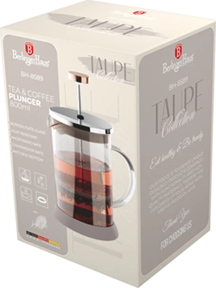 Berlinger Haus ZAPARZACZ TŁOKOWY DO KAWY HERBATY 800ml BH-8589 TAUPE