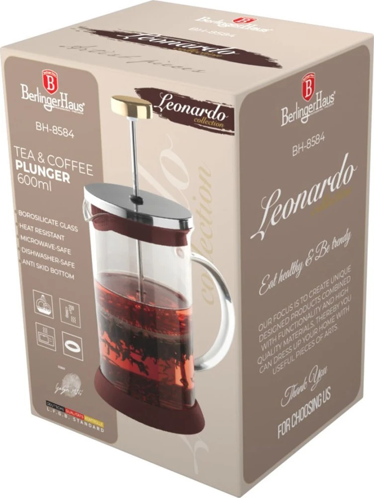 Berlinger Haus ZAPARZACZ TŁOKOWY DO KAWY HERBATY 600ml BH-8584 LEONARDO