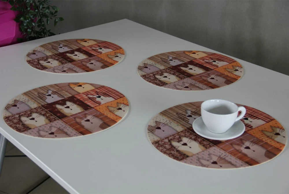 Bertoni Rinkinys 4D apvalių stalo kilimėlių rinkinys - PEXESO BEIGE