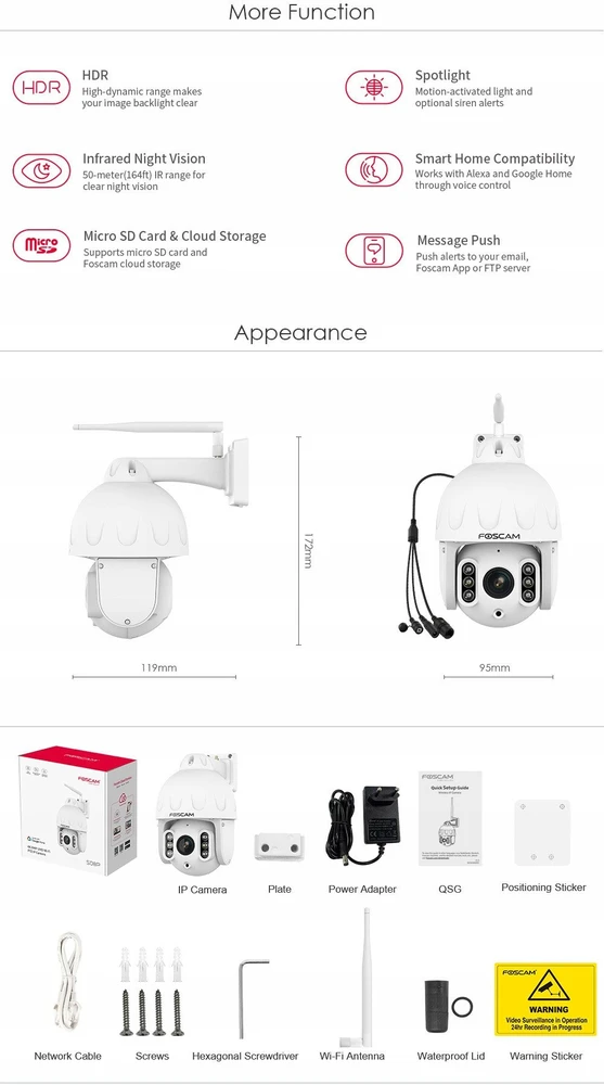 Foscam SD8P Baltas 8 MPIX WiFi besisukanti IP kamera
