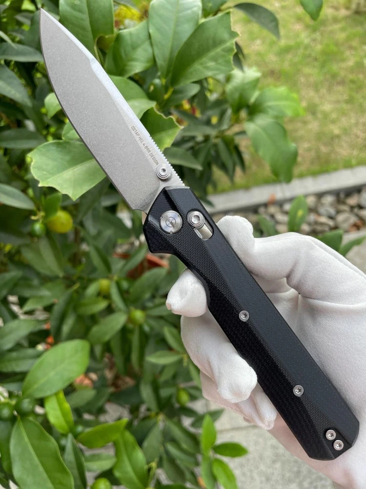 Sulankstomas peilis KNIVESPL The First Sandvik 14C28N, juodas G10, Stonewashed/Satin