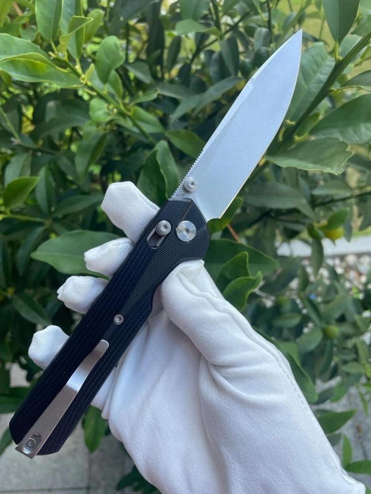 Sulankstomas peilis KNIVESPL The First Sandvik 14C28N, juodas G10, Stonewashed/Satin