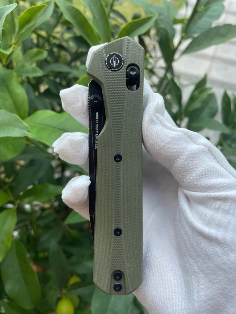Sulankstomas peilis KNIVESPL The First Sandvik 14C28N, žalias G10, juoda PVD danga