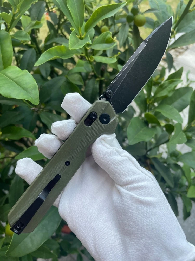 Sulankstomas peilis KNIVESPL The First Sandvik 14C28N, žalias G10, juoda PVD danga
