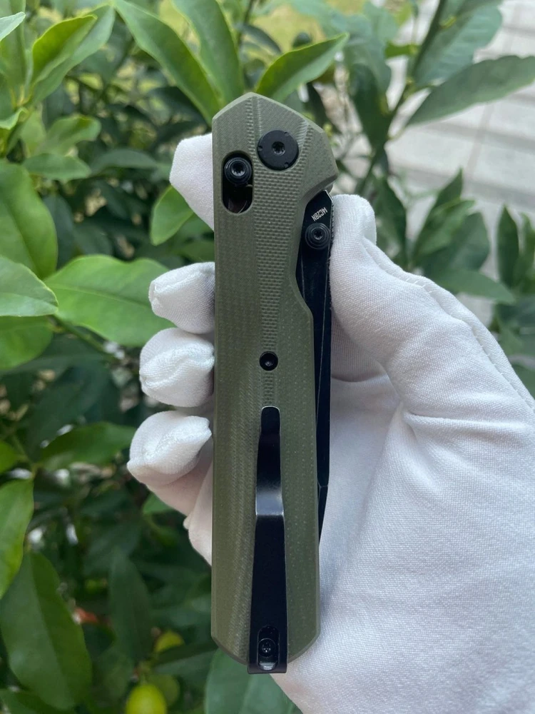 Sulankstomas peilis KNIVESPL The First Sandvik 14C28N, žalias G10, juoda PVD danga
