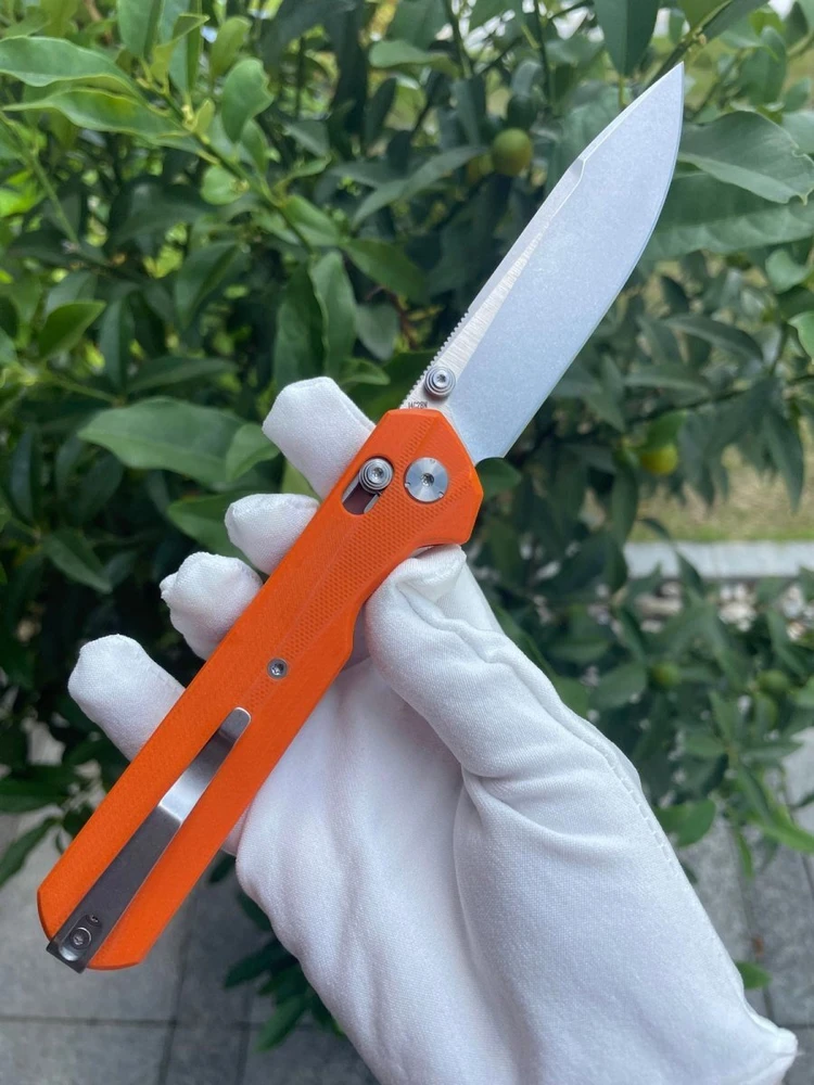 Bestech Knives Sulankstomas peilis KNIVESPL The First Sandvik 14C28N, oranžinė G10, Stonewashed/Satin