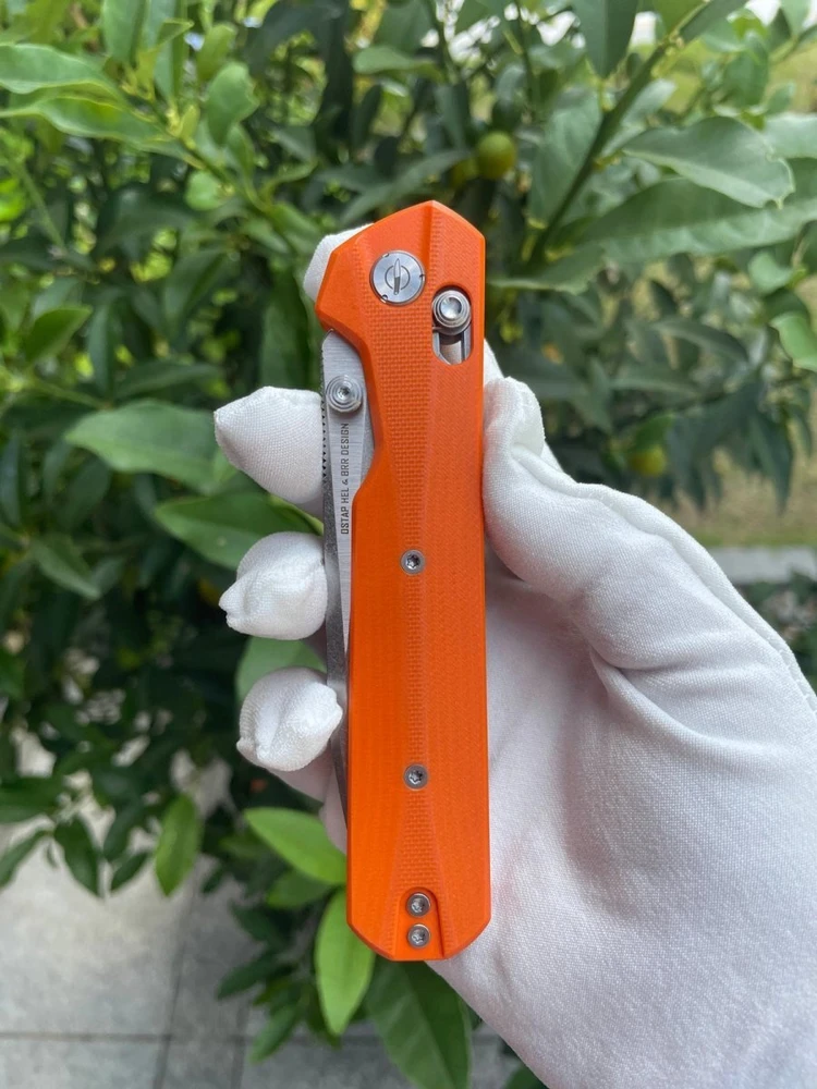Bestech Knives Sulankstomas peilis KNIVESPL The First Sandvik 14C28N, oranžinė G10, Stonewashed/Satin