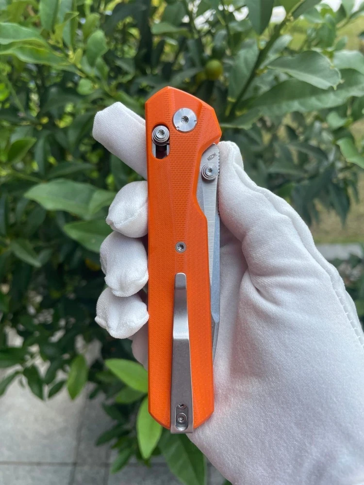 Bestech Knives Sulankstomas peilis KNIVESPL The First Sandvik 14C28N, oranžinė G10, Stonewashed/Satin