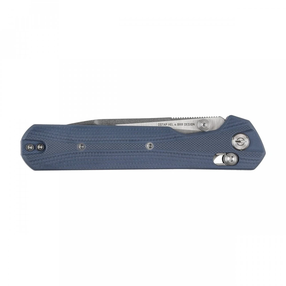Sulankstomas peilis KNIVESPL The First Sandvik 14C28N, mėlynas G10, Stonewashed/Satin