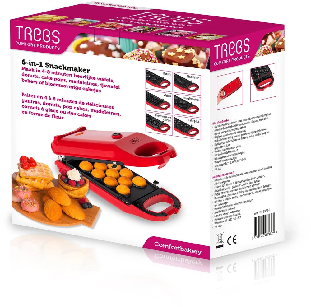 Bestron Trebs sumuštinių kepimo aparatas 6 viename, raudonas 99356
