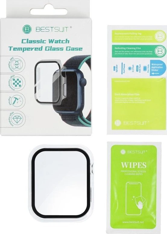„Bestsuit“ dėklas su hibridiniu stiklu, skirtas „Apple Watch Ultra/Ultra 2“, 49 mm – skaidrus