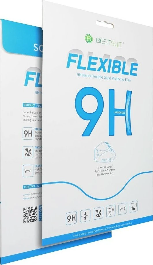 LCD apsauginis stikliukas Bestsuit Flexible Hybrid Glass 9H Samsung X110/X115 Tab A9 8.7" pritaikytas dėklui juodas