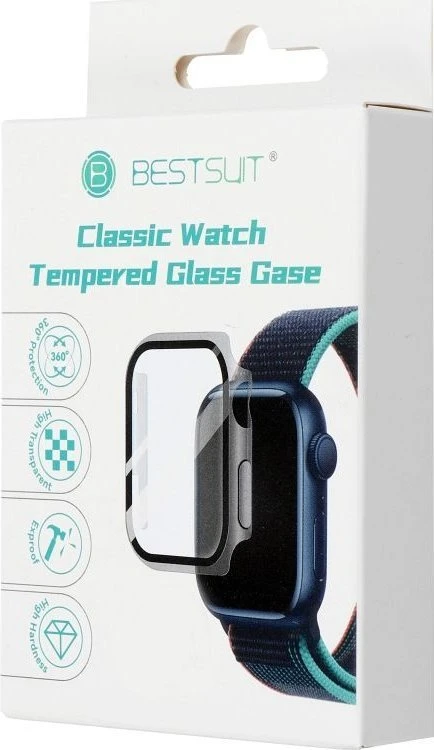 „Bestsuit“ dėklas su hibridiniu stiklu, skirtas „Apple Watch“ serijai 7/8/9–45 mm – grafitas